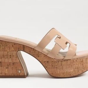 Sam Edelman Beige Cork Platform Mules